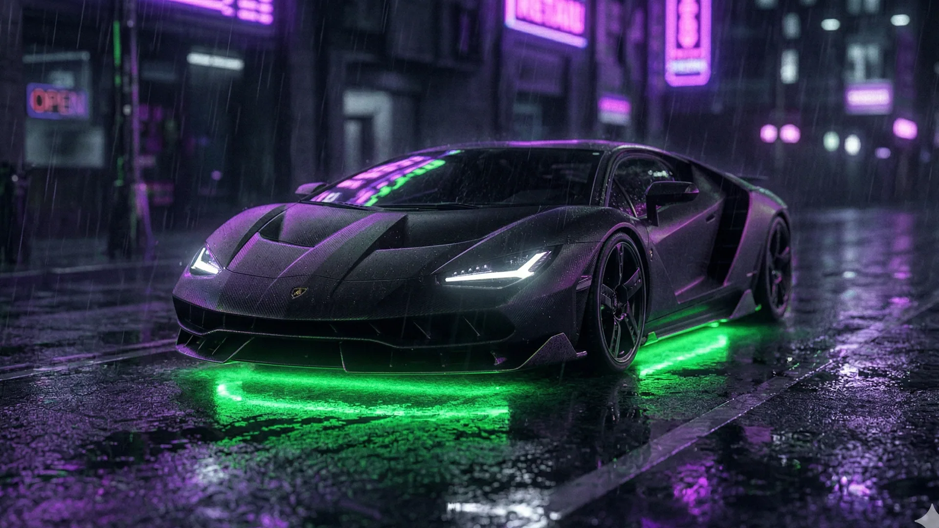 MyStake review banner — neon supercar on a wet city strip